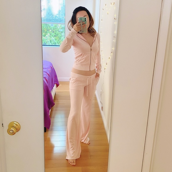 light pink track suit